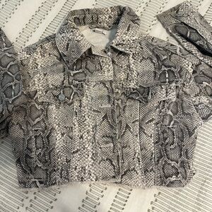 Denim snake print crop jacket